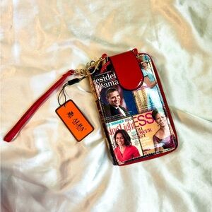 Alba Red and Multicolor Wristlet Clutch